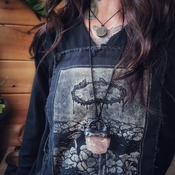 Rose Quartz Electroformed Necklace - Picture 3 of 7